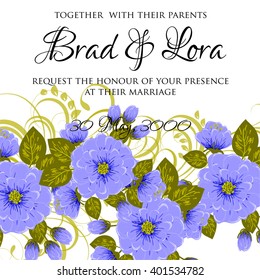 Wedding card or invitation with abstract floral background. Greeting postcard in retro vector Elegance pattern with flowers roses floral illustration vintage style