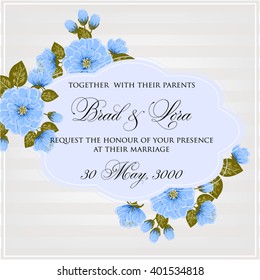 Wedding card or invitation with abstract floral background. Greeting postcard in retro vector Elegance pattern with flowers roses floral illustration vintage style