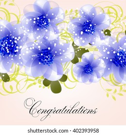 Wedding card or invitation with abstract floral background. Greeting postcard in retro vector Elegance pattern with flowers roses floral illustration vintage style