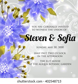 Wedding card or invitation with abstract floral background. Greeting postcard in retro vector Elegance pattern with flowers roses floral illustration vintage style