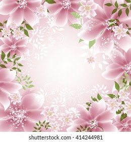 Wedding card or invitation with abstract floral background. Elegance pattern with flowers. Abstract greeting card. Greeting card in grunge or retro style.