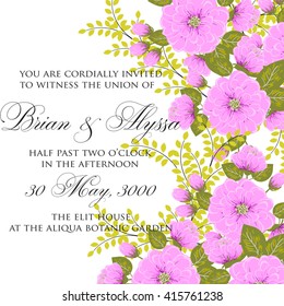 Wedding card or invitation with abstract floral background. Greeting postcard in retro vector Elegance pattern with flowers roses floral illustration vintage style