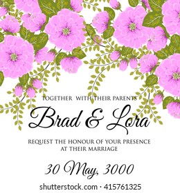 Wedding card or invitation with abstract floral background. Greeting postcard in retro vector Elegance pattern with flowers roses floral illustration vintage style