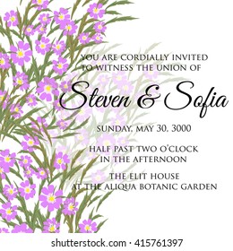 Wedding card or invitation with abstract floral background. Greeting postcard in retro vector Elegance pattern with flowers roses floral illustration vintage style
