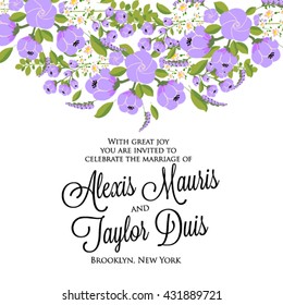 Wedding card or invitation with abstract floral background. Greeting postcard in retro vector Elegance pattern with flowers roses floral illustration vintage style