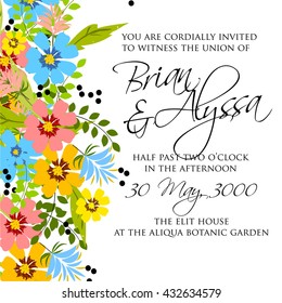 Wedding card or invitation with abstract floral background. Greeting postcard in retro vector Elegance pattern with flowers roses floral illustration vintage style