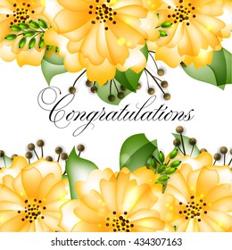 Wedding card or invitation with abstract floral background. Greeting postcard in retro vector Elegance pattern with flowers roses floral illustration vintage style
