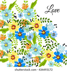 Wedding card or invitation with abstract floral background. Greeting postcard in retro vector Elegance pattern with flowers roses floral illustration vintage style