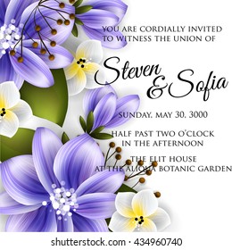 Wedding card or invitation with abstract floral background. Greeting postcard in retro vector Elegance pattern with flowers roses floral illustration vintage style
