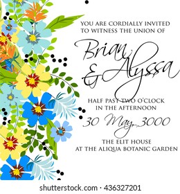 Wedding card or invitation with abstract floral background. Greeting postcard in retro vector Elegance pattern with flowers roses floral illustration vintage style