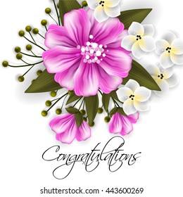 Wedding card or invitation with abstract floral background. Greeting postcard in retro vector Elegance pattern with flowers roses floral illustration vintage style