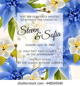Wedding card or invitation with abstract floral background. Greeting postcard in retro vector Elegance pattern with flowers roses floral illustration vintage style