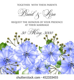 Wedding card or invitation with abstract floral background. Greeting postcard in retro vector Elegance pattern with flowers roses floral illustration vintage style