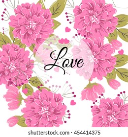 Wedding card or invitation with abstract floral background. Greeting postcard in retro vector Elegance pattern with flowers roses floral illustration vintage style