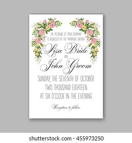 Wedding card or invitation with abstract floral background. Greeting postcard in grunge or retro vector Elegance pattern with flowers roses floral illustration vintage style Valentine anniversary