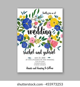 Wedding card or invitation with abstract floral background. Greeting postcard in grunge or retro vector Elegance pattern with flowers roses floral illustration vintage style Valentine anniversary