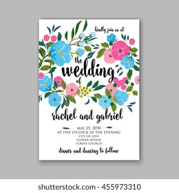 Wedding card or invitation with abstract floral background. Greeting postcard in grunge or retro vector Elegance pattern with flowers roses floral illustration vintage style Valentine anniversary