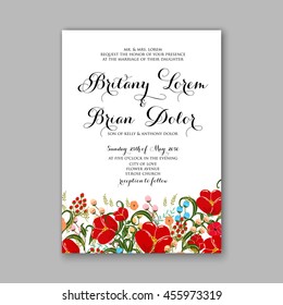 Wedding card or invitation with abstract floral background. Greeting postcard in grunge or retro vector Elegance pattern with flowers roses floral illustration vintage style Valentine anniversary