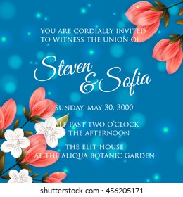 Wedding card or invitation with abstract floral background. 