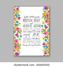 Wedding card or invitation with abstract floral background. Greeting postcard in retro vector Elegance pattern with flowers roses floral illustration vintage style