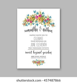 Wedding card or invitation with abstract floral background. Greeting postcard in grunge or retro vector Elegance pattern with flowers roses floral illustration vintage style Valentine anniversary