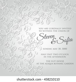 Wedding card or invitation with abstract floral background. 