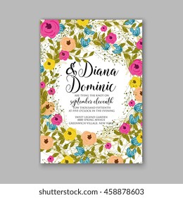 Wedding card or invitation with abstract floral background. Greeting postcard in grunge or retro vector Elegance pattern with flowers roses floral illustration vintage style Valentine anniversary