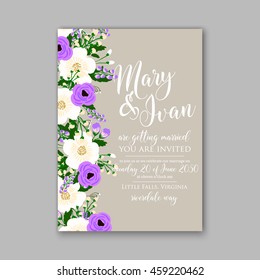 Wedding card or invitation with abstract floral background. Greeting postcard in grunge or retro vector Elegance pattern with flowers roses floral illustration vintage style Valentine anniversary