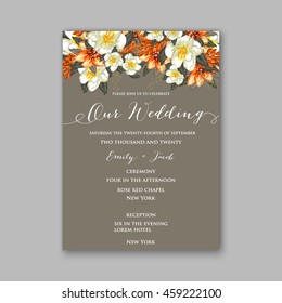 Wedding card or invitation with abstract floral background.