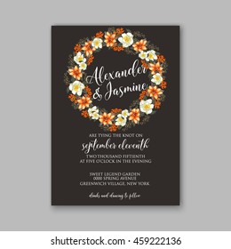 Wedding card or invitation with abstract floral background.