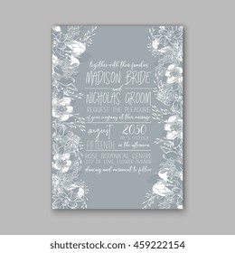 Wedding card or invitation with abstract floral background.