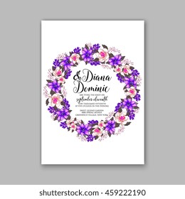 Wedding card or invitation with abstract floral background.