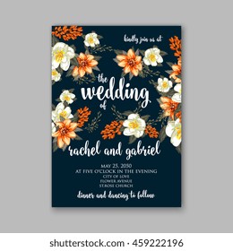 Wedding card or invitation with abstract floral background.