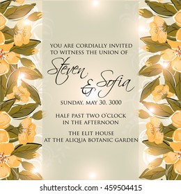 Wedding card or invitation with abstract floral background. 