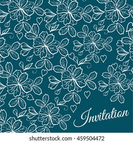 Wedding card or invitation with abstract floral background. Greeting postcard in grunge or retro vector Elegance pattern with flowers roses floral illustration vintage style Valentine anniversary