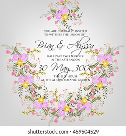Wedding card or invitation with abstract floral background. Greeting postcard in grunge or retro vector Elegance pattern with flowers roses floral illustration vintage style Valentine anniversary