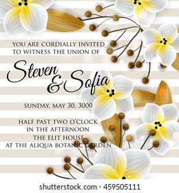 Wedding card or invitation with abstract floral background. 