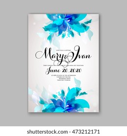 Wedding card or invitation with abstract floral background. Greeting postcard in grunge or retro vector Elegance pattern with flowers roses floral illustration vintage style Valentine anniversary