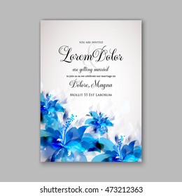 Wedding card or invitation with abstract floral background. Greeting postcard in grunge or retro vector Elegance pattern with flowers roses floral illustration vintage style Valentine anniversary