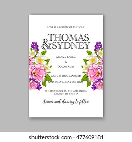Wedding card or invitation with abstract floral background. Greeting postcard in grunge or retro vector Elegance pattern with flowers roses floral illustration vintage style Valentine anniversary