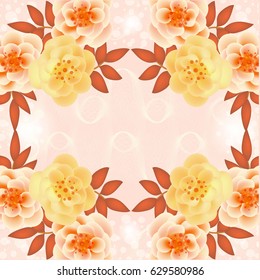 Wedding card or invitation with abstract floral background.