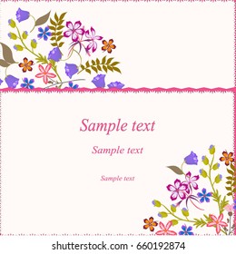Wedding card or invitation with abstract floral background.
