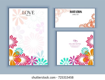 Wedding card or invitation with abstract floral background. Elegance pattern with flowers.   Vector