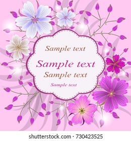 Wedding card or invitation with abstract floral background.

