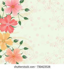 Wedding card or invitation with abstract floral background.

