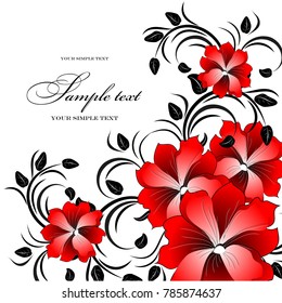 Wedding card or invitation with abstract floral background. Elegance pattern with flowers. Abstract greeting card. Greeting card in grunge or retro style.