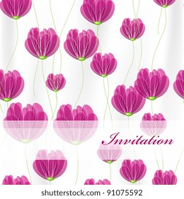 Wedding card or invitation with abstract floral background. Greeting card in grunge or retro style. Elegance pattern with flowers roses, floral illustration in vintage style