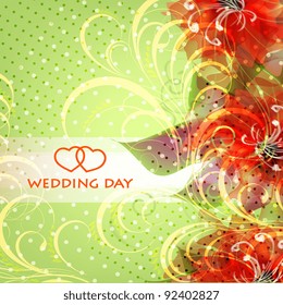 Wedding card or invitation with abstract floral background. Greeting card in grunge or retro style. Elegance Seamless pattern with flowers roses, floral illustration in vintage style