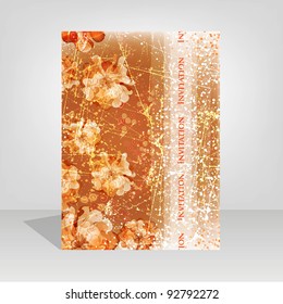 Wedding card or invitation with abstract floral background. Greeting card in grunge or retro style. Elegance Seamless pattern with flowers roses, floral illustration in vintage style