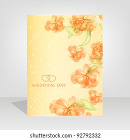 Wedding card or invitation with abstract floral background. Greeting card in grunge or retro style. Elegance Seamless pattern with flowers roses, floral illustration in vintage style